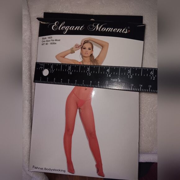 Elegant Moments Fishnet Bodystocking Red NWOT - Picture 1 of 5